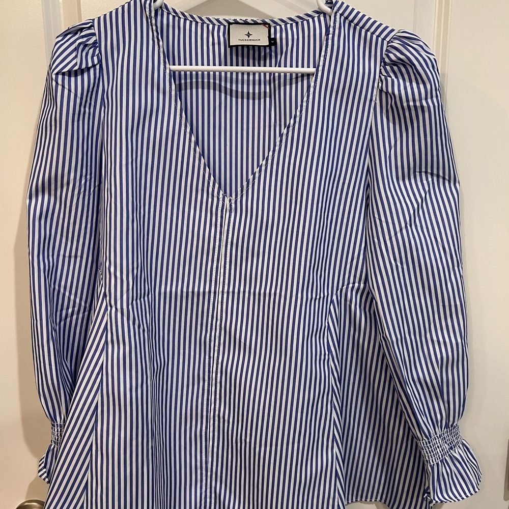 Tuckernuck Blue and White Striped Blouse